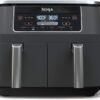 511uXaPLlL._AC_SL1001_-1 Ninja DZ201 Foodi 8 Quart 6-in-1 DualZone 2-Basket Air Fryer with 2 Independent Frying Baskets, Match Cook & Smart Finish to Roast, Broil, Dehydrate & More for Quick, Easy Meals, Grey