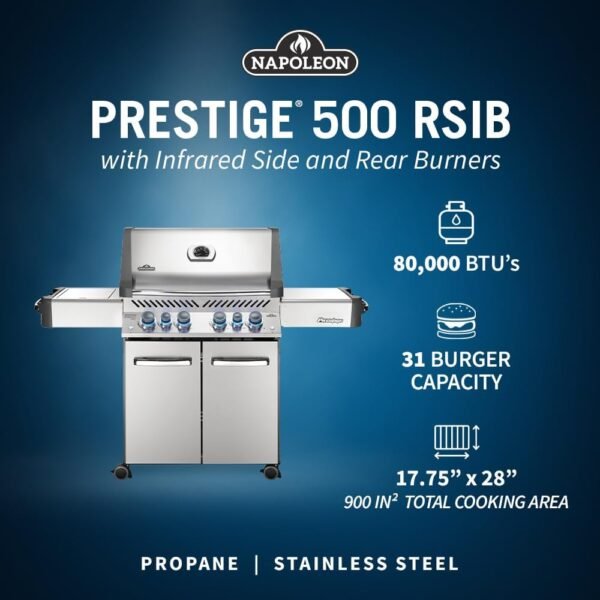 6176OoTQORL._AC_SL1000_ Napoleon Prestige 500 RSIB Propane Gas Grill review with infrared burners and rotisserie kit