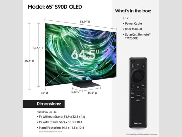 61pEA-rTNtL._AC_SL1500_ Samsung 65-Inch OLED TV QN65S90D Review Stunning 4K HDR Experience with Dolby Atmos