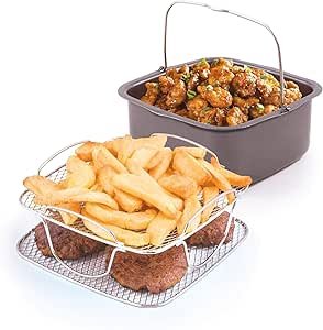 71lKCgEkoKL.__AC_SX300_SY300_QL70_ML2_ Nuwave Brio Air Fryer Accessories Review Reversible Rack and Baking Pan Tested