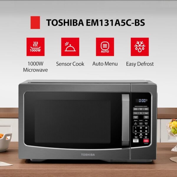 81Gpf4lmsL._AC_SL1500_-1 Toshiba EM131A5C-BS Countertop Microwave Oven Review 1.2 Cu Ft with Smart Features