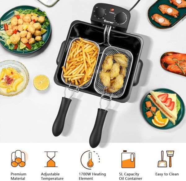 81QcqlQd0lL._AC_SL1500_ COSTWAY Deep Fryer review 5.3Qt Stainless Steel Electric Fryer for Home Use